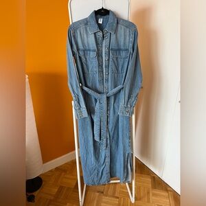 H&M Denim Long Sleeve Midi Dress